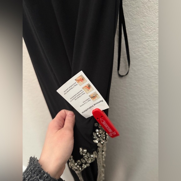 NWT Mac DUGGAL RHINESTONE ENCRUSTED SIDE SLIT CAMI BODYCON GOWN size 2 Black - Picture 4 of 9